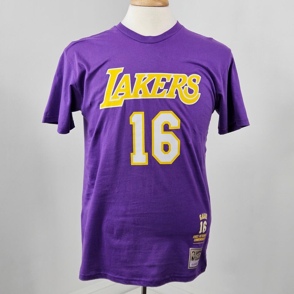 Mitchell & Ness N&N NBA Lakers Gasol Commerative Purple Tee T-Shirt Men Medium